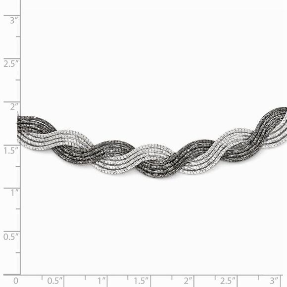 Two Tone Diamond Cut Braided Necklace in Sterling Silver, 18.5 Inch - Picture 3 of 5